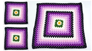 Cuadrado de la abuela para principiantes con Flor / how to crochet a granny square for beginners