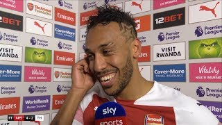 Subscribe ► http://bit.ly/ssfootballsub pierre-emerick aubameyang
spoke after scoring two goals in a thrilling 4-2 north london derby
win against spurs. watc...