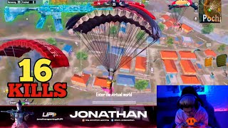 16 SOLO KILLS BY JONATHAN 😱!! REALLY HARDEST GAMEPLAY EVER #jonathangaming #bgmi #gameplay