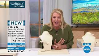 माइकल सोंगिया सैल्मन नीलम फूल पेंडेंट के साथ रत्न। screenshot 4