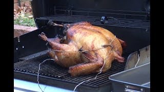 A 15-pound turkey, smoked in weber genesis ii e-310 propane gas grill.
apple wood chunks are used. this video gives the full step by recipe
and proces...