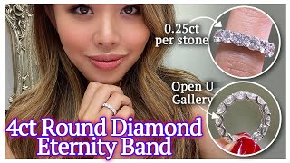 Top Selling Wedding Band | 4ct Round Diamond Shared Prong U Gallery Eternity Band