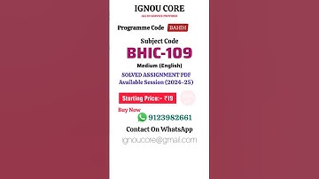 BHIC 109 Solved Assignment PDF 2024-25 in English, BAHIH program BHIC-109 Solved assignments