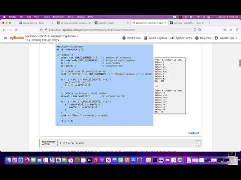 Array Basics zyBooks