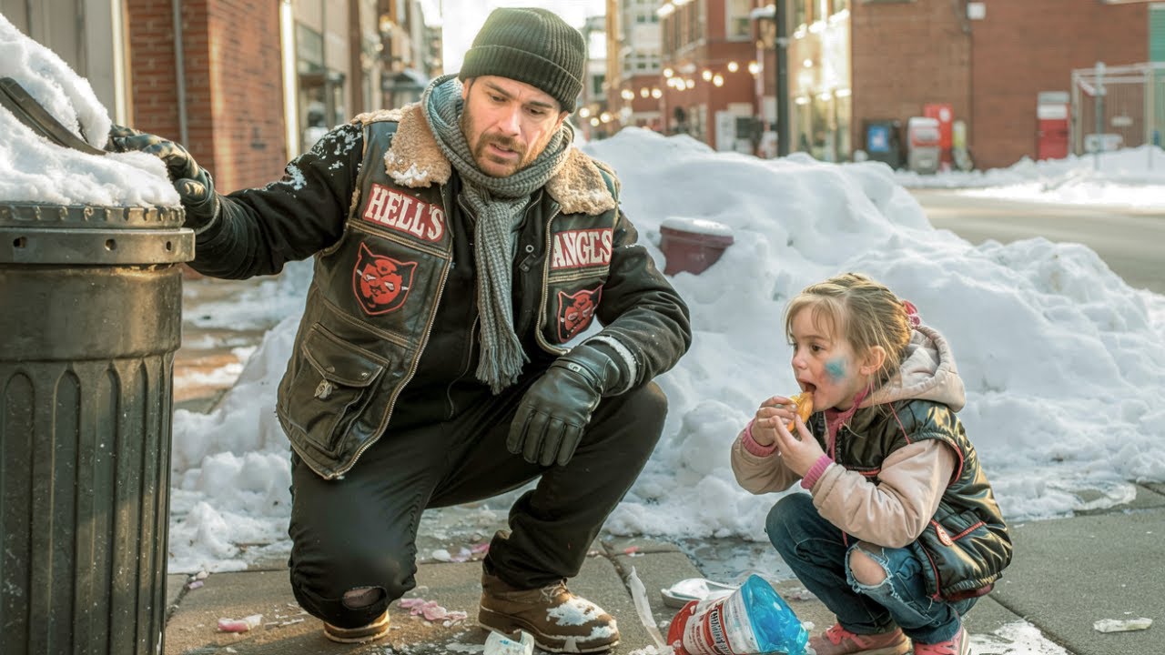 Hell’s Angels Biker Saw Little Girl Searching Through Trash on Chris Eve—The Truth Broke His Heart.
