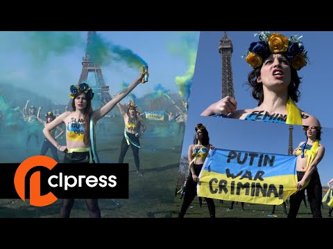 Action Femen en solidarité à l'Ukraine (6 mars 2022, Paris) [4K]