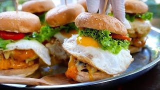 Thai Food - CROCODILE CHEESEBURGERS Double Yolk Eggs Bangkok Thailand