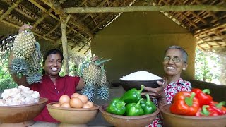 Pineapple Rice prepared by Grandma and Daughter ❤ Village Life