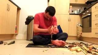 Bushcraft - Hand drill friction fire. Burdock on Willow