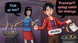 Misteri Cewek Penjual Cakwe - Gak enak banyak yg beli #HORORMISTERI Kartun Hantu, Animasi Horror