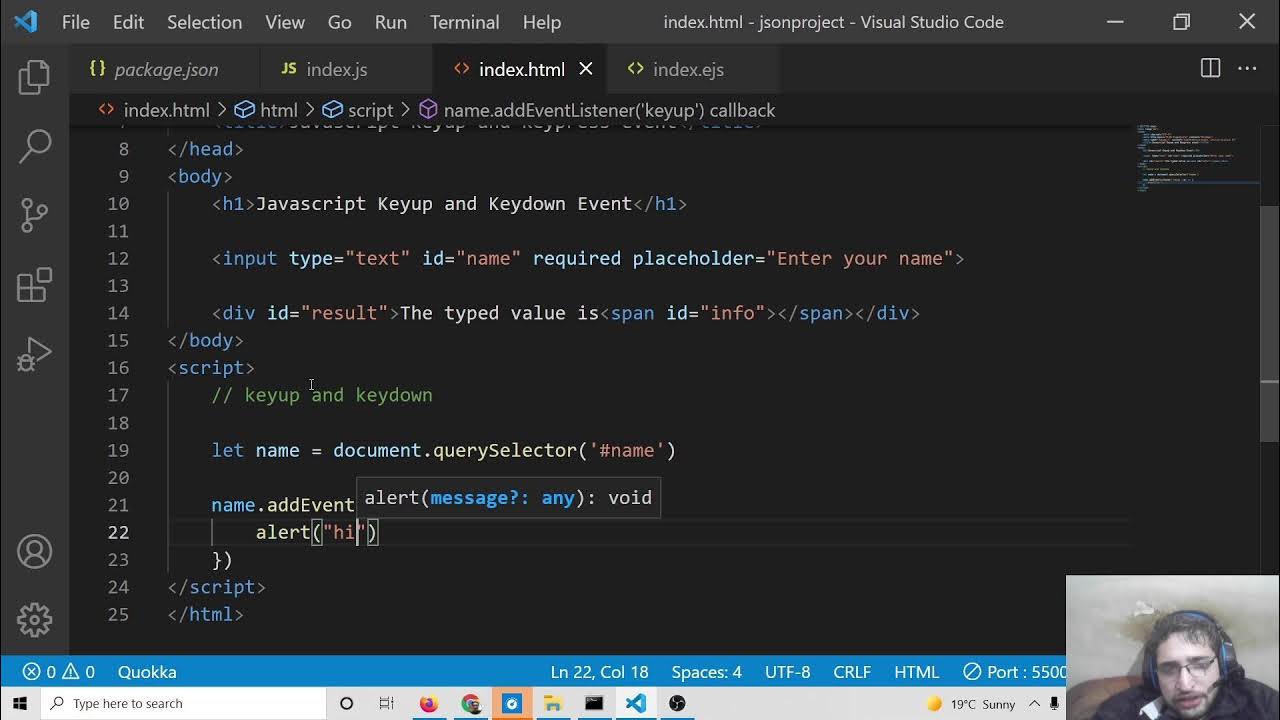 Javascript Keydown & Keyup Event to Get Value on Keypress in Textbox ...