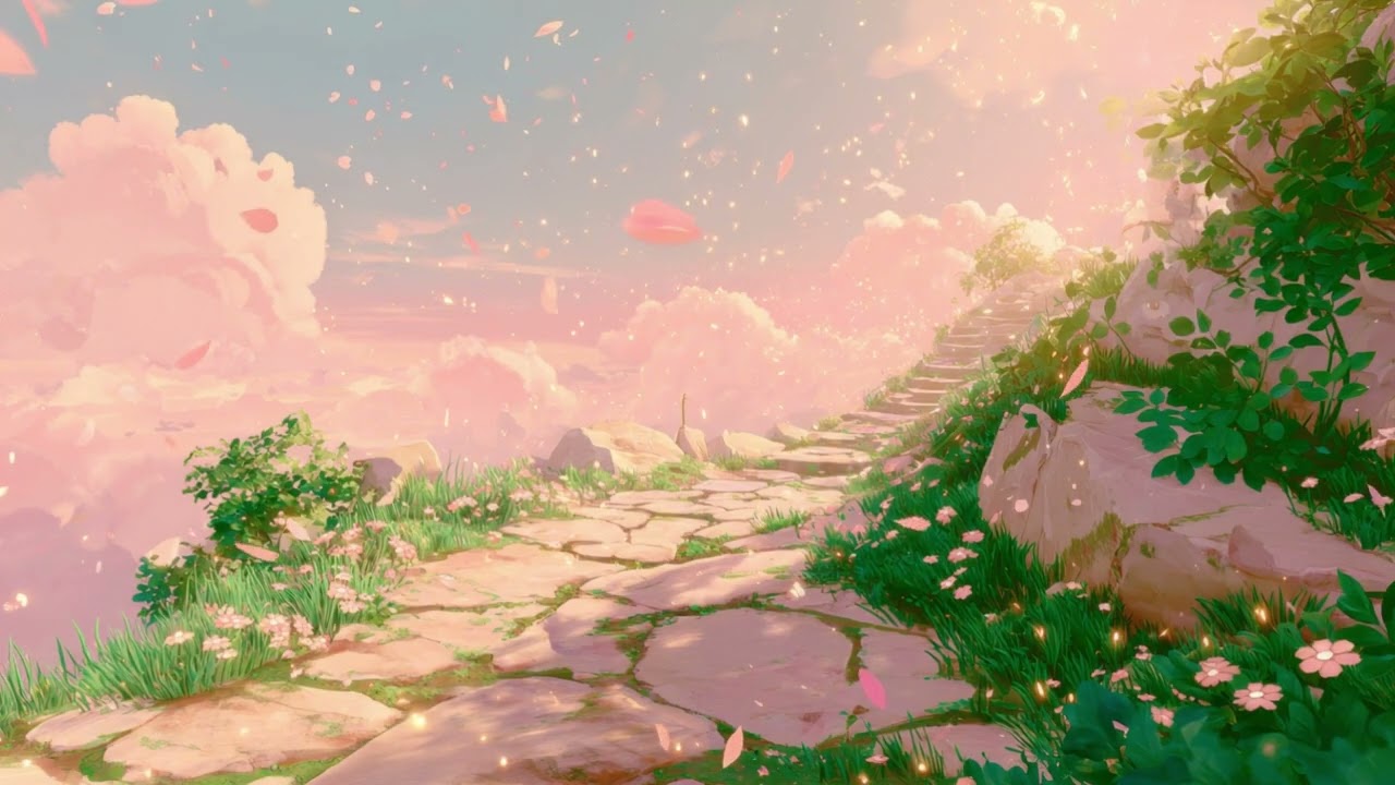Sunlit Blossom Pathway | Soft Fantasy Lofi for Study & Focus | Calm Spring Ambience (1 Hour)