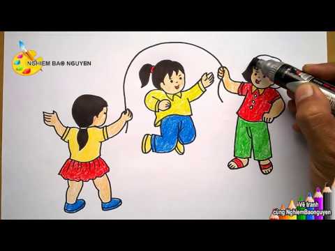 Vẽ tranh Bé nhảy dây/How to Draw baby jump rope