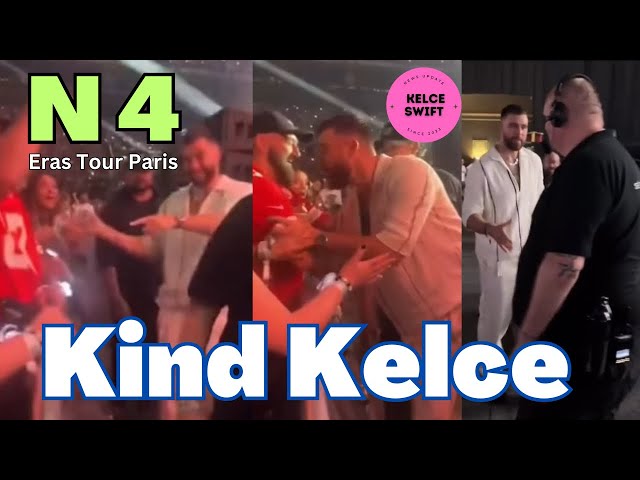 Taylor Swift fans GO WILD over Travis Kelce's sweet REACTION to a Swiftie & security guard on N4 class=