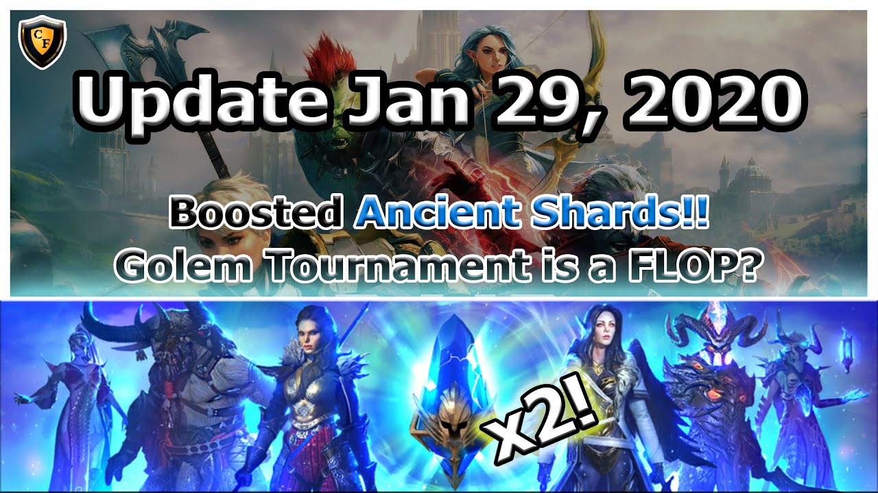 Raid Shadow Legends Update Jan 29 2020 X2 Ancients Golem Tourney Flop