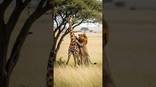 #DreamScreenAI A Lion's Epic Giraffe #Challenge" #lion #giraffe #wildlife