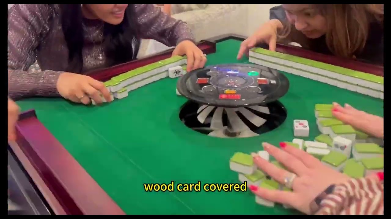 Automatic Mahjong Table   Full Size Set, 2 Magnetic Tile Sets, Effortless Shuffling, Folding Pedesta