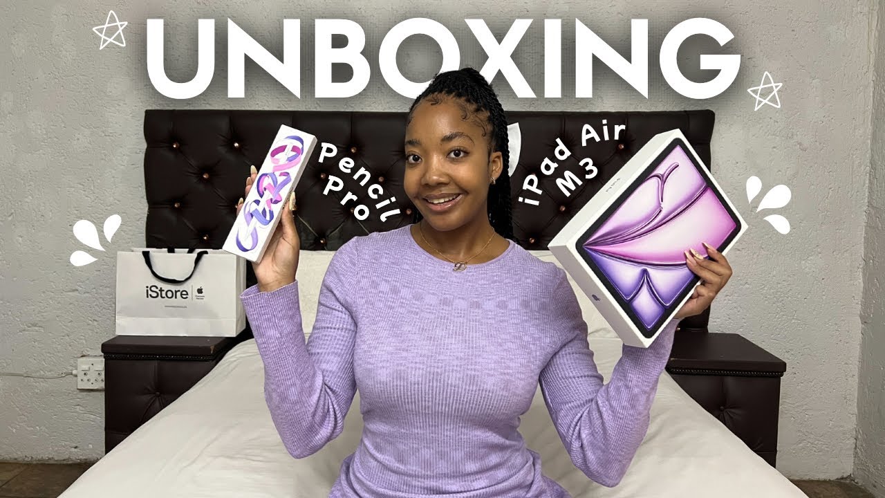 UNBOXING ࣪𖤐 iPad Air M3 (purple) w/ Pencil Pro 💜 - YouTube