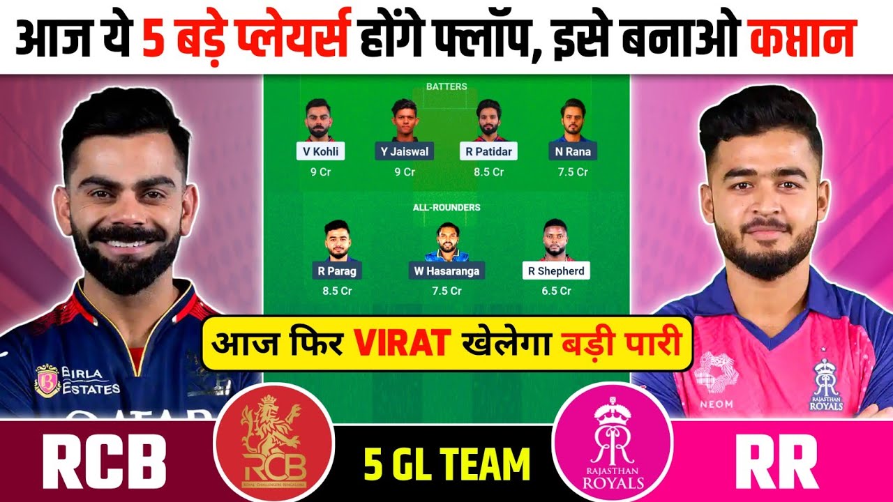 RCB vs RR Match Prediction | Royal Challengers Bengaluru vs Rajasthan Royals 42nd IPL Prediction