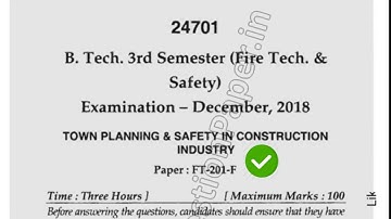Mdu BTech FTS 3rd Sem Town Planning & Safety Question Paper 2018 #MduQuestionPaper