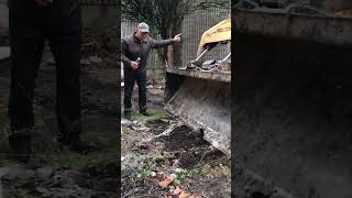 Guy talks about new landscaping business and destroys house with Backhoe wheel loader