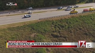 Road reopens after deadly crash on Hammond Rd
