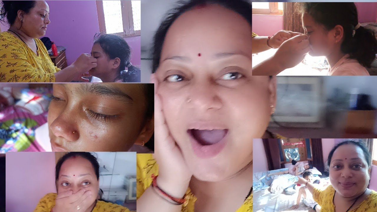 Nose piercing at home/परी का नाक मुझे दोबारा घर में छेदना पडा@nose piercing@creative family vlogs🙏