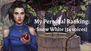 My Personal Ranking: Snow White {54 voices}
Missing: Czech 1938, Dutch 1938 (some extracts resurfaced but not Snow Whites singing), Serbian (dubbing made in 2019 but not yet released)
Brazilian 1938 & Japanese 1957 are unfortunately lost... My Personal Ranking: Snow White {54 voices}
