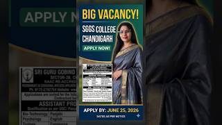 SGGS College Chandigarh Assistant Professor & Non-Teaching Recruitment 2026! 🚀#indu #hardworkpoint
