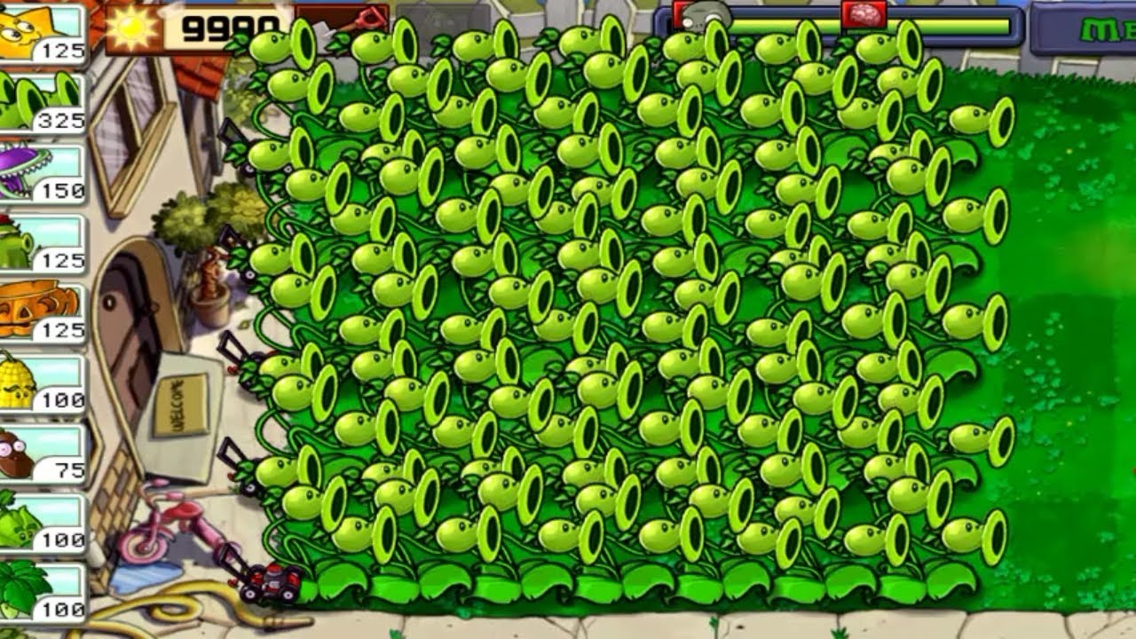 Plant Vs Zombie Gameplay | Threepeater Only Gameplay | Giant Plants ...