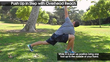 Push Up In Step w/ Overhead Reach