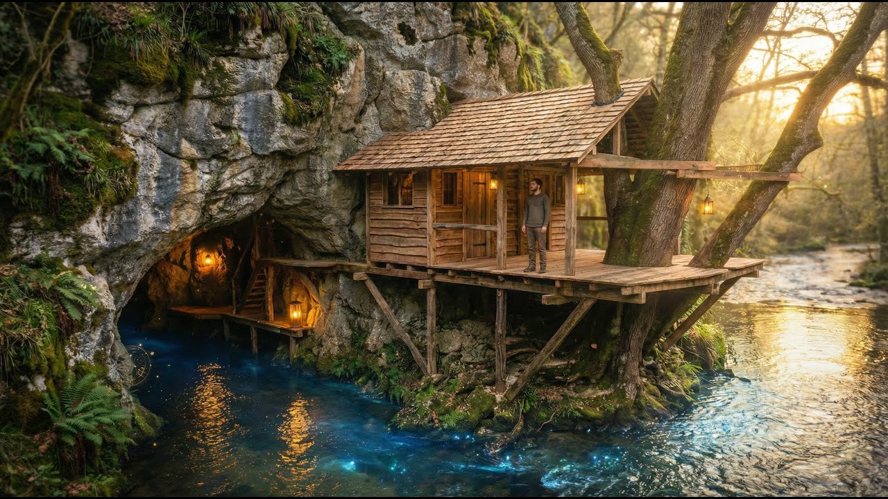 Building a Hanging Cabin Over a River… One Mistake and It’s Over (ASMR)