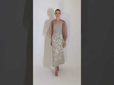 Vestido mídi tomara que caia em jacquard floral italiano