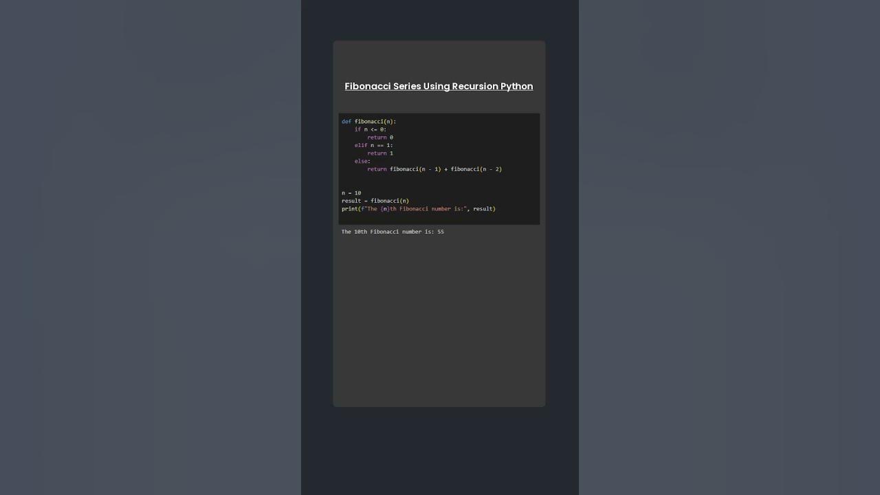 Recursion Python Program To Print Fibonacci Series - YouTube