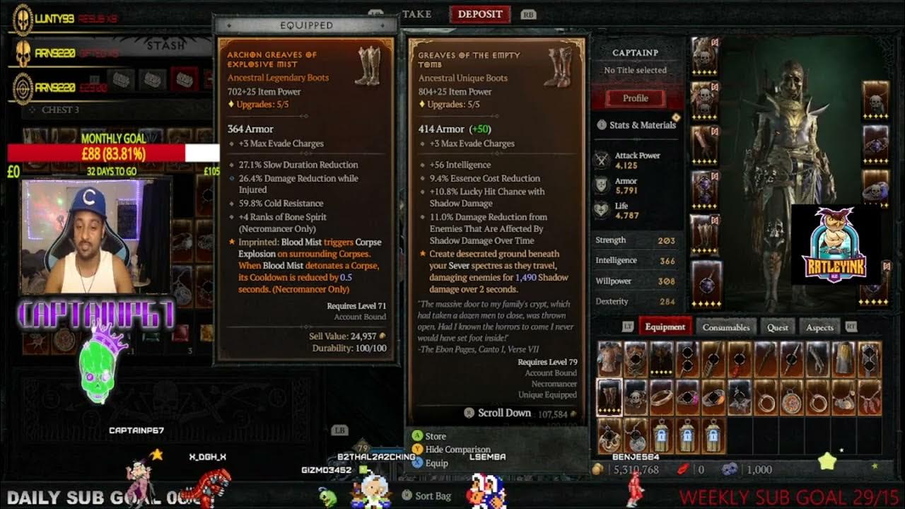 Diablo 4 greaves of the empty tomb unique ancestral overview