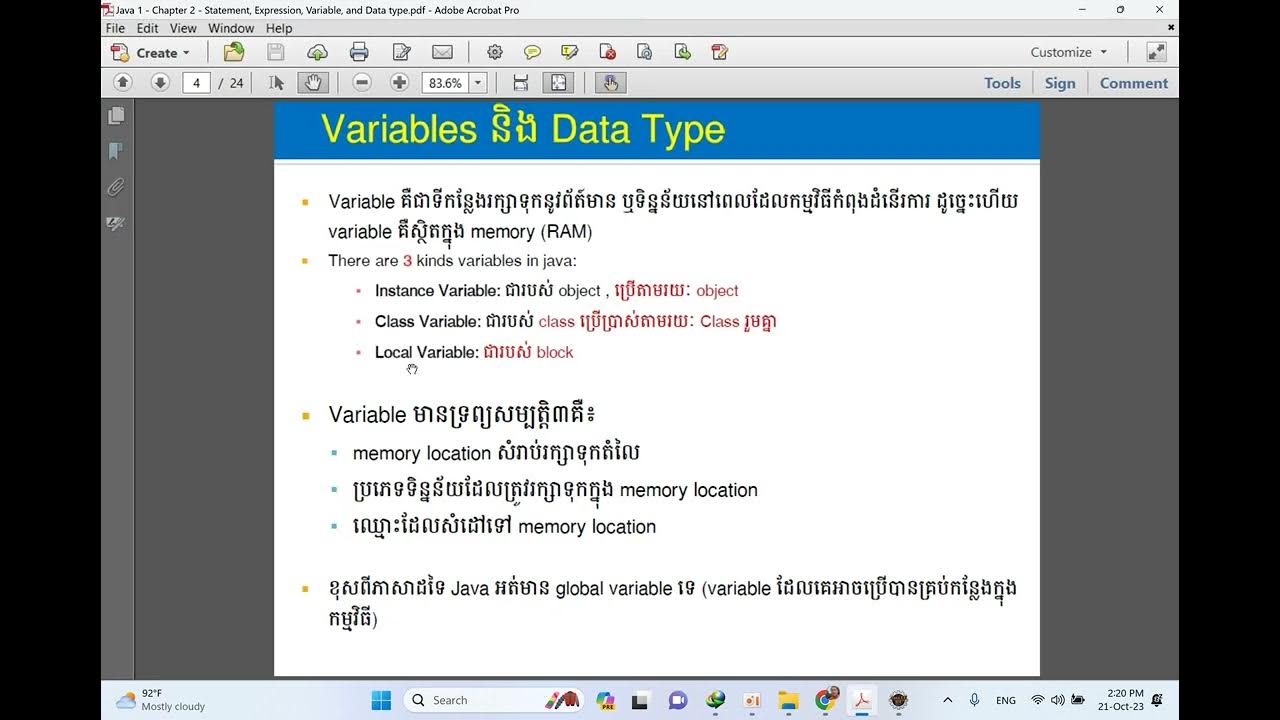 Video #2:Focus on Using Class, Instance and Local Variable in Java ...