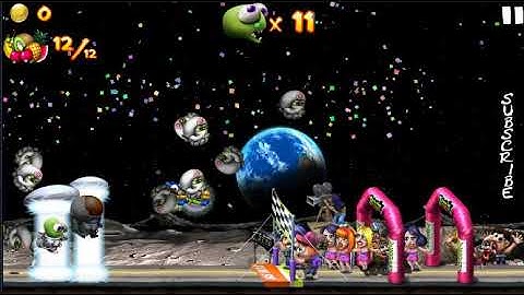 Zombie Tsunami-Season Mission Challenge-Eat 12 Pieces Of Fruit On The Moon With The Ninja Zombies