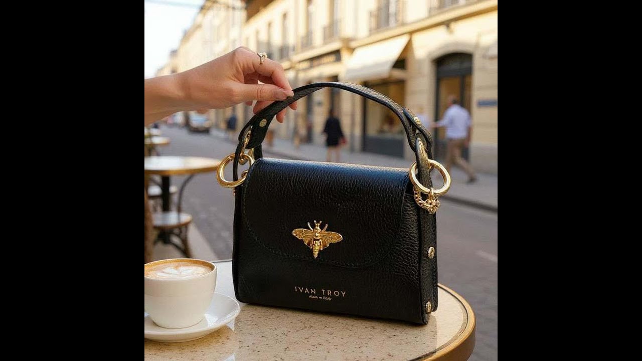 Ivan Troy Butterfly Black Italian Leather Tote Bag, Genuine Italian leather, Tote Bag for Women