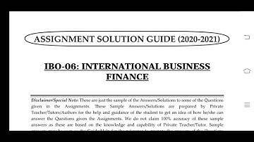 IBO 06 Ignou Solved Assignment
