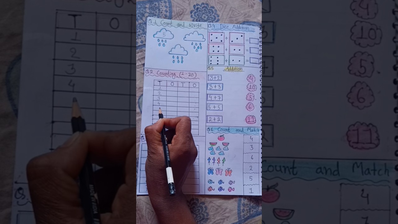 math's homework ideas for UKG and LKG students ✨ 