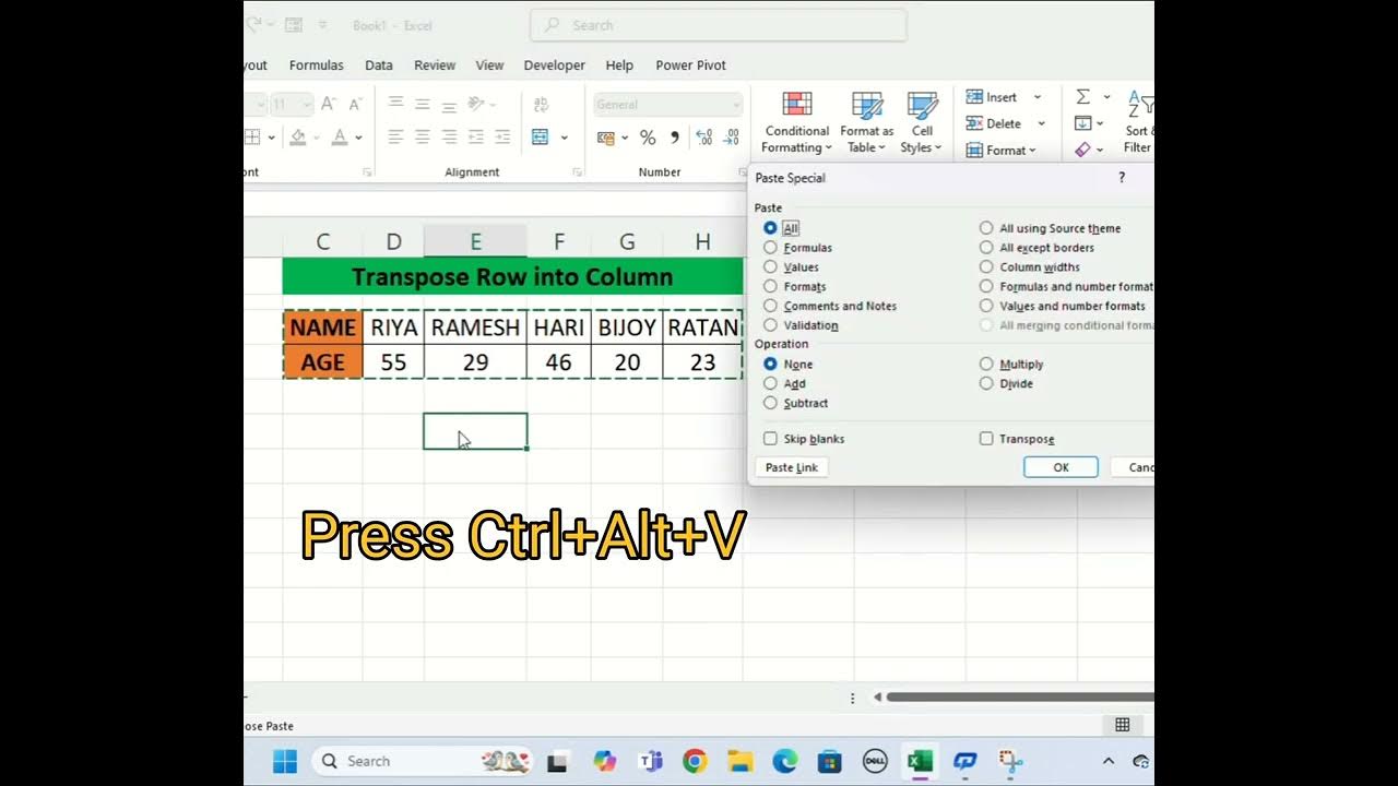 🤔How to transpose Row into Column👉 #excel #youtubeshorts - YouTube