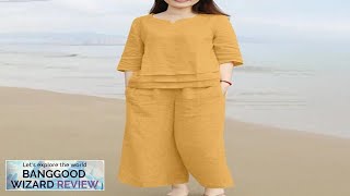 Famous ZANZEA Plus Size Women Casual Solid Two-Piece Set Notched Neck 3/4 Sleeve Review Net Worth