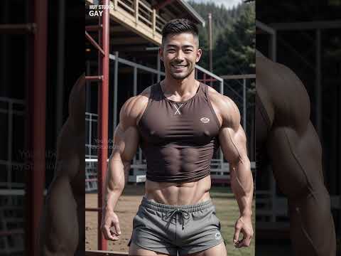 Asian hunk man at the outdoor adventure park | Lookbook 187