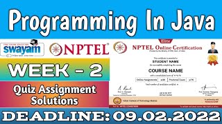 NPTEL PROGRAMMING IN JAVA WEEK 2 ASSIGNMENT ANSWERS | 2022