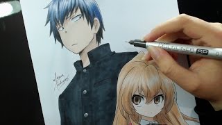 Speed Drawing - Takasu Ryuuji and Aisaka Taiga (Toradora)