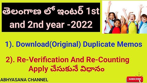 INTERMEDIATE MEMOS, RE VERIFICATION & RE - COUNTING - 2022// INFORMATION// TSBIE//ABHYASANA CHANNEL