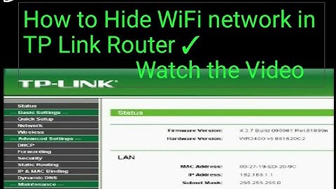 How to Hide WiFi Name In TP Link Router