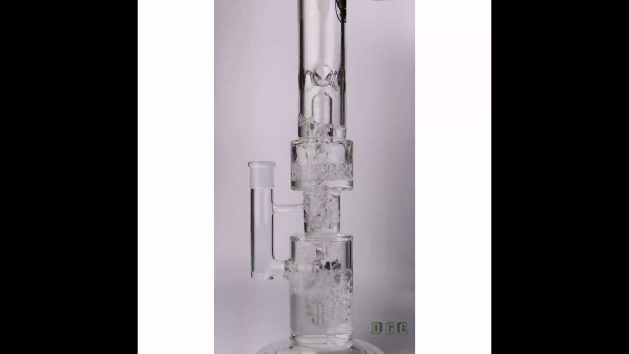 "THE GAUNTLET" STEREO TO HONEYCOMB PERC WATER PIPE WITH WHITE ACCENTS