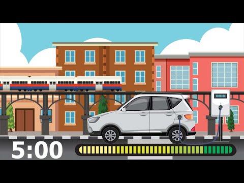 5 Minute Timer - 300 Seconds Countdown - Charging Car To 100%