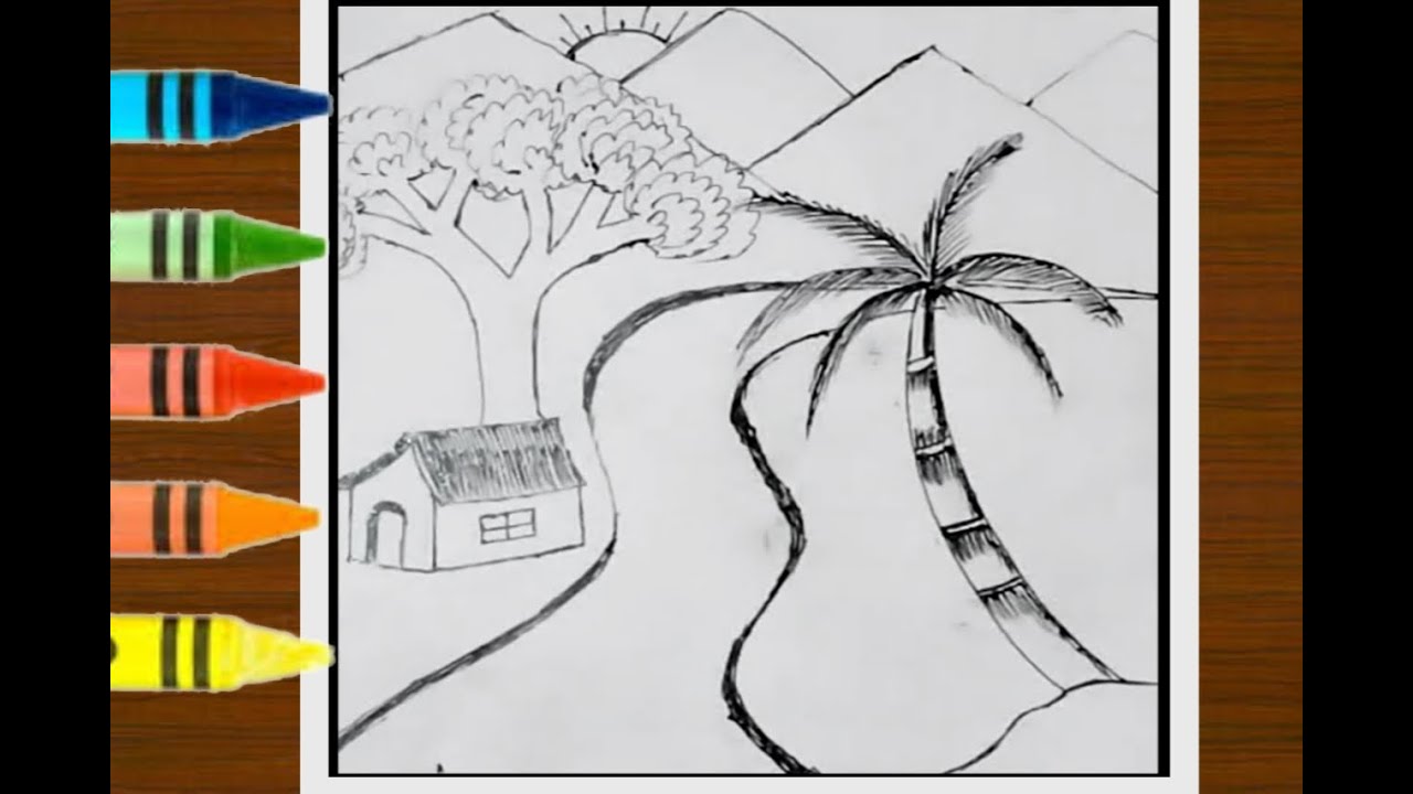 How to draw a beautiful Landscape very easy step by step \scenery